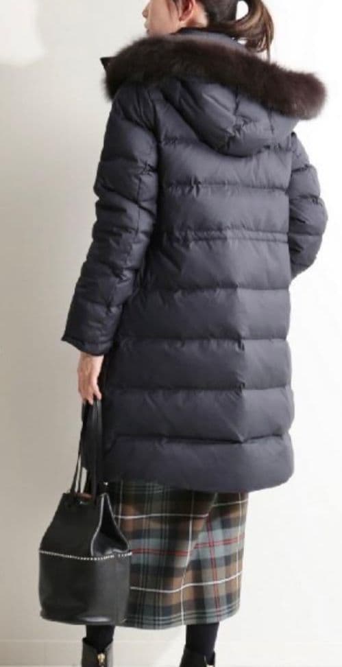 IENA イエナ タフタ ロングダウンコート ネイビー 濃紺 Lサイズ(40)