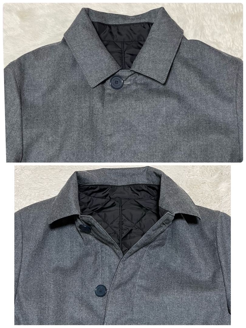 未使用級　マッキントッシュ　リバーシブル　ステンカラーコート　キルティング　黒