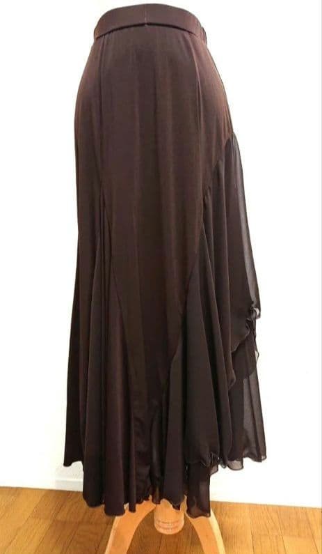 SALE☆チャコット　社交ダンス スカート 茶 シフォン 定価40700円