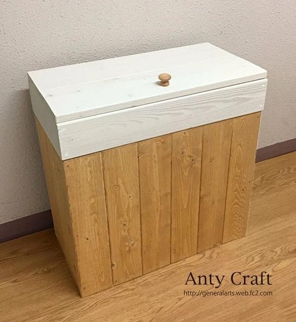 【引取可能】大型のゴミ箱 70L対応 ハンドメイド アンティーク風ダストボックス