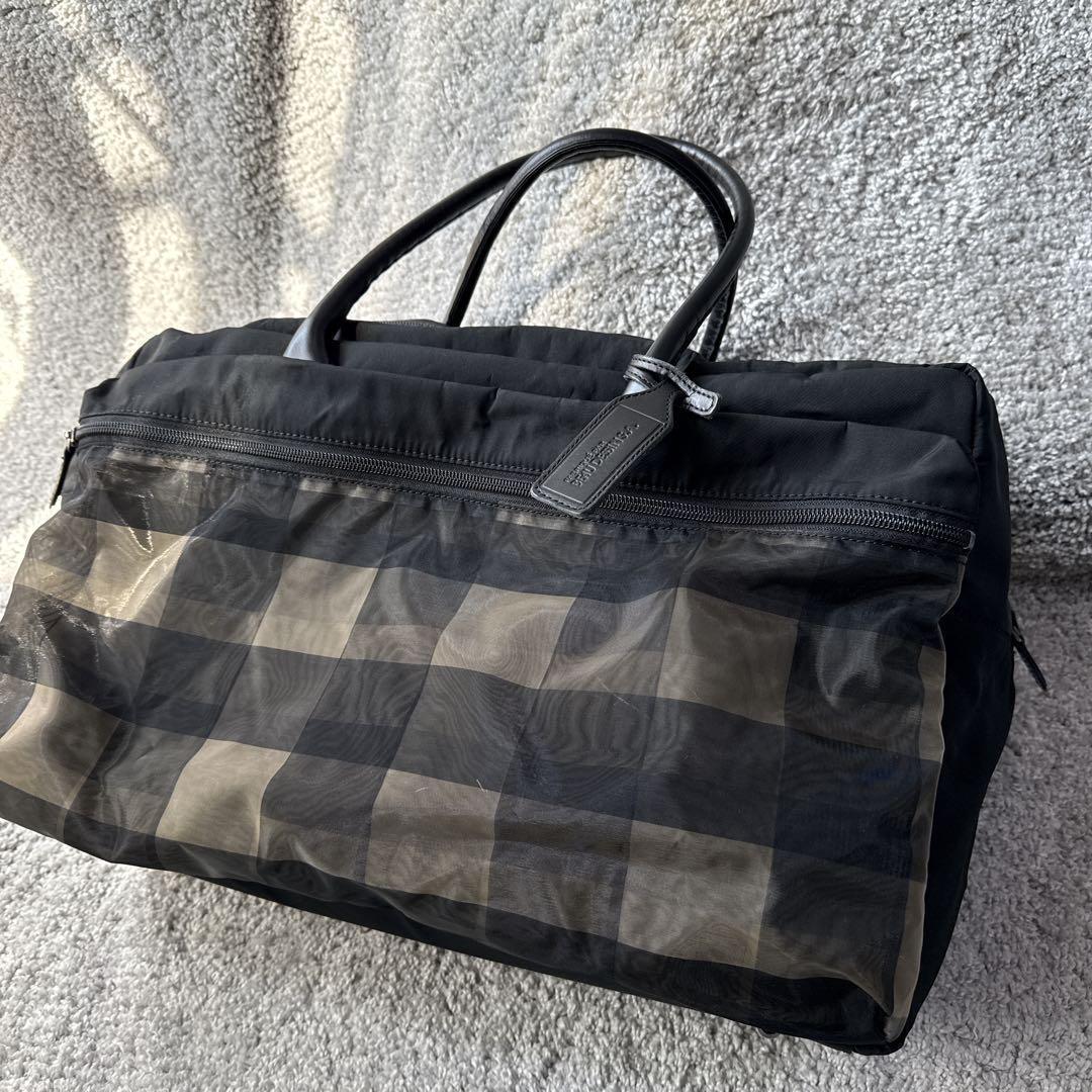 【美品】 ボーデッサン　ボストンバッグ　チュール　チェック　軽量　レザー　旅行