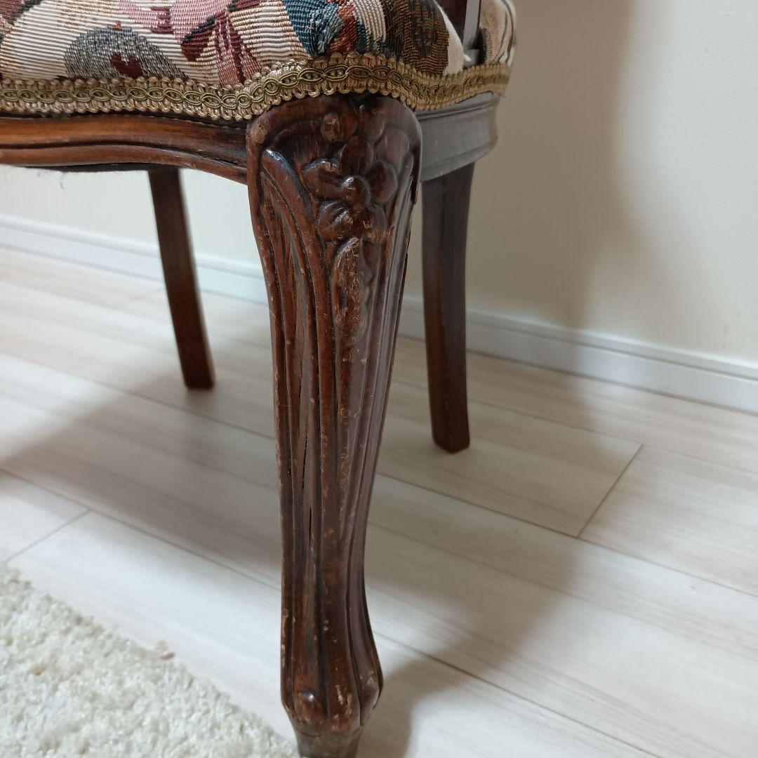 う*こ様 アンティーク テディベア柄 木製椅子