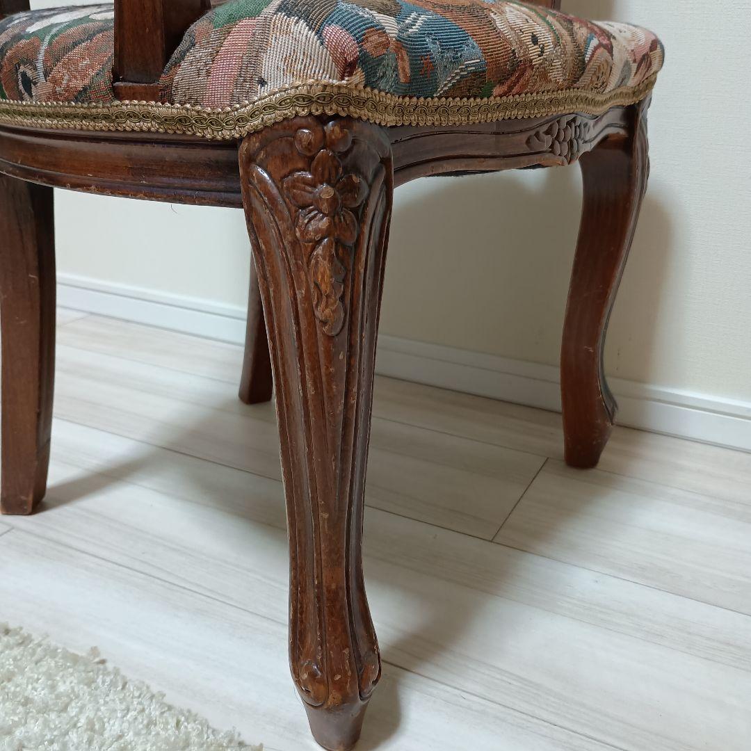 う*こ様 アンティーク テディベア柄 木製椅子