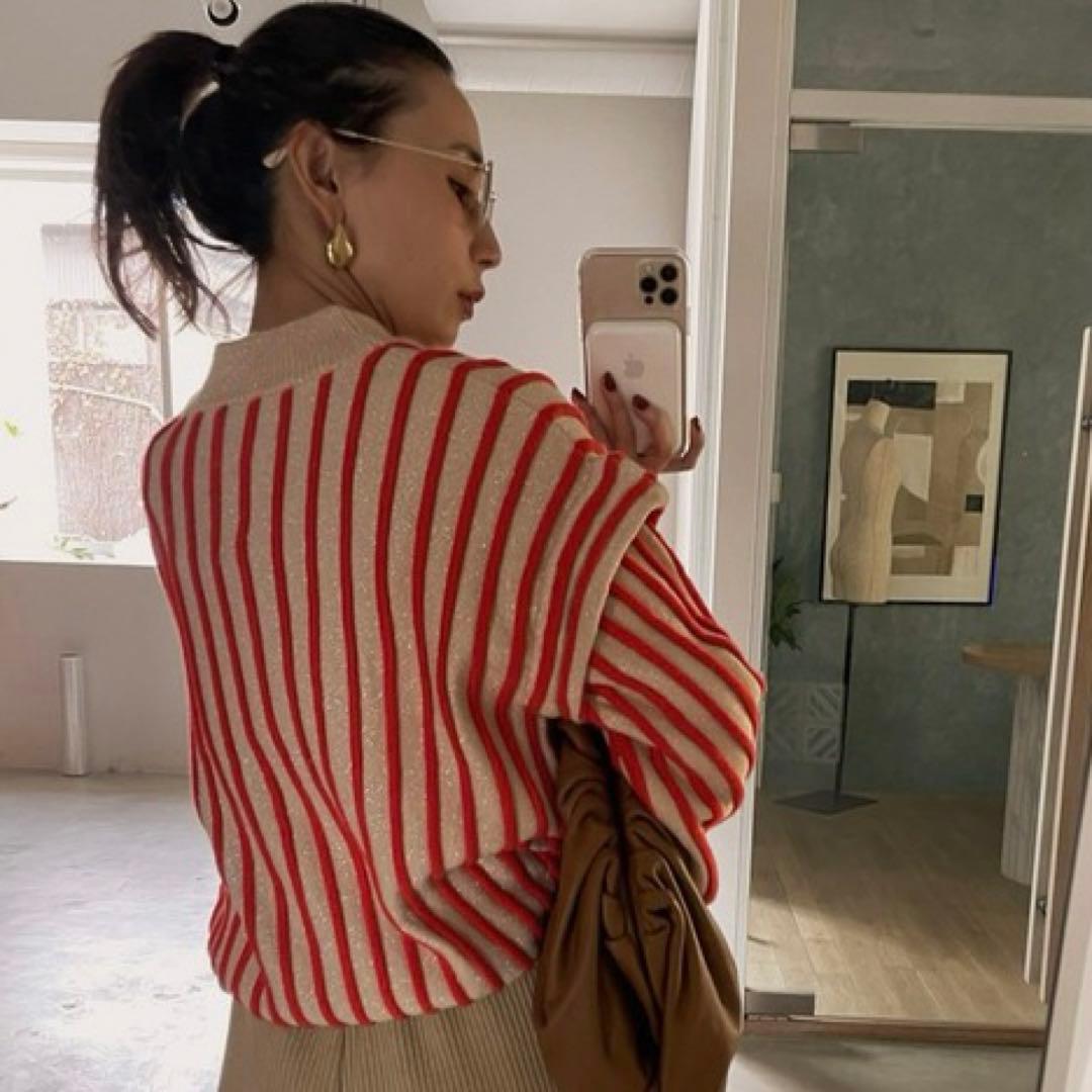 美品★Ameri★SWELL STRIPE KNIT★人気★ニット★完売色★レア