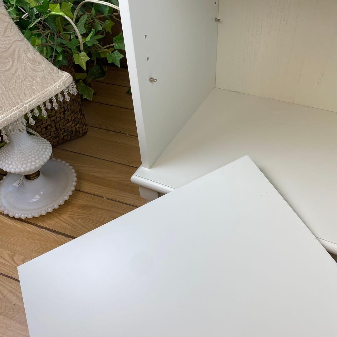 フレンチカントリー北欧調ホワイトチェストキャビネット2点セット木製収納家具タンス