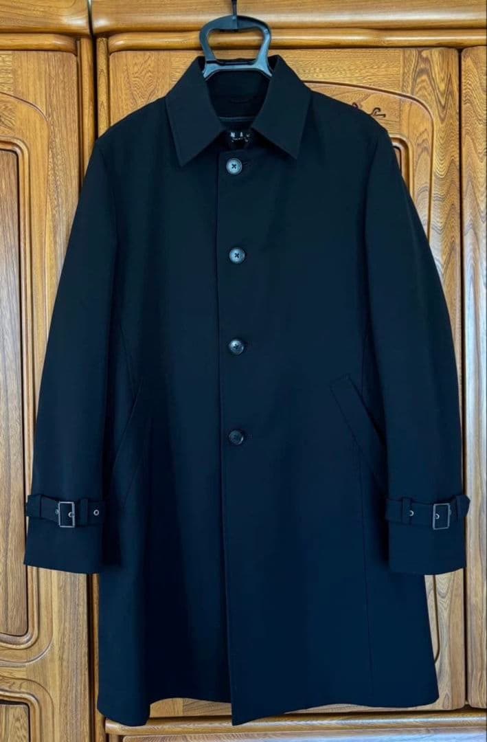 AOKI MAJI ストレッチステンカラーコート黒無地 Mサイズ