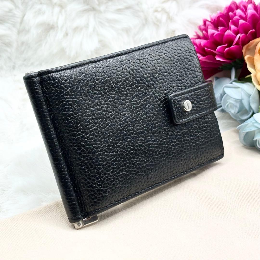 ✨美品✨SAINT LAURENTカサンドラ マネークリップ　レザー　ブラック