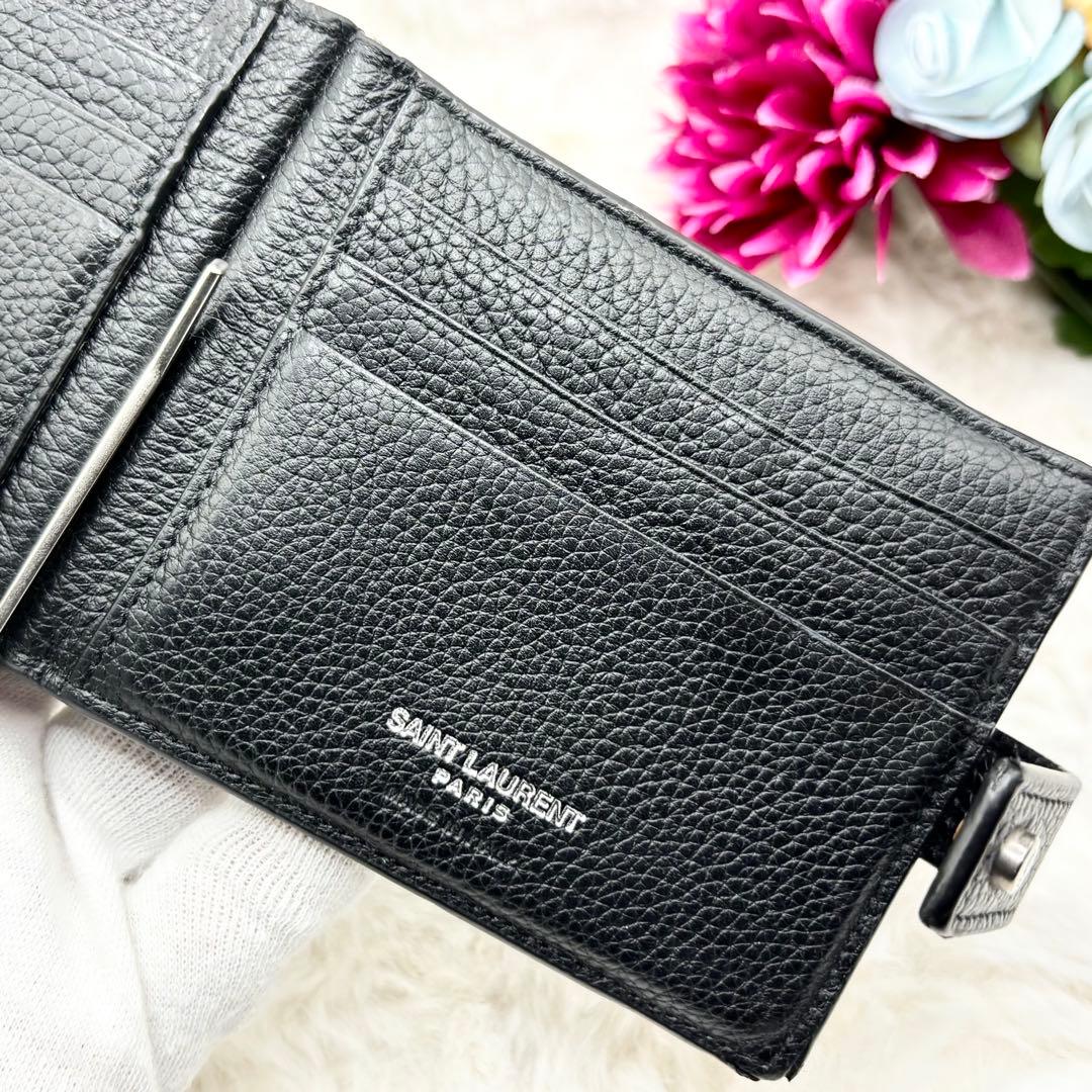 ✨美品✨SAINT LAURENTカサンドラ マネークリップ　レザー　ブラック