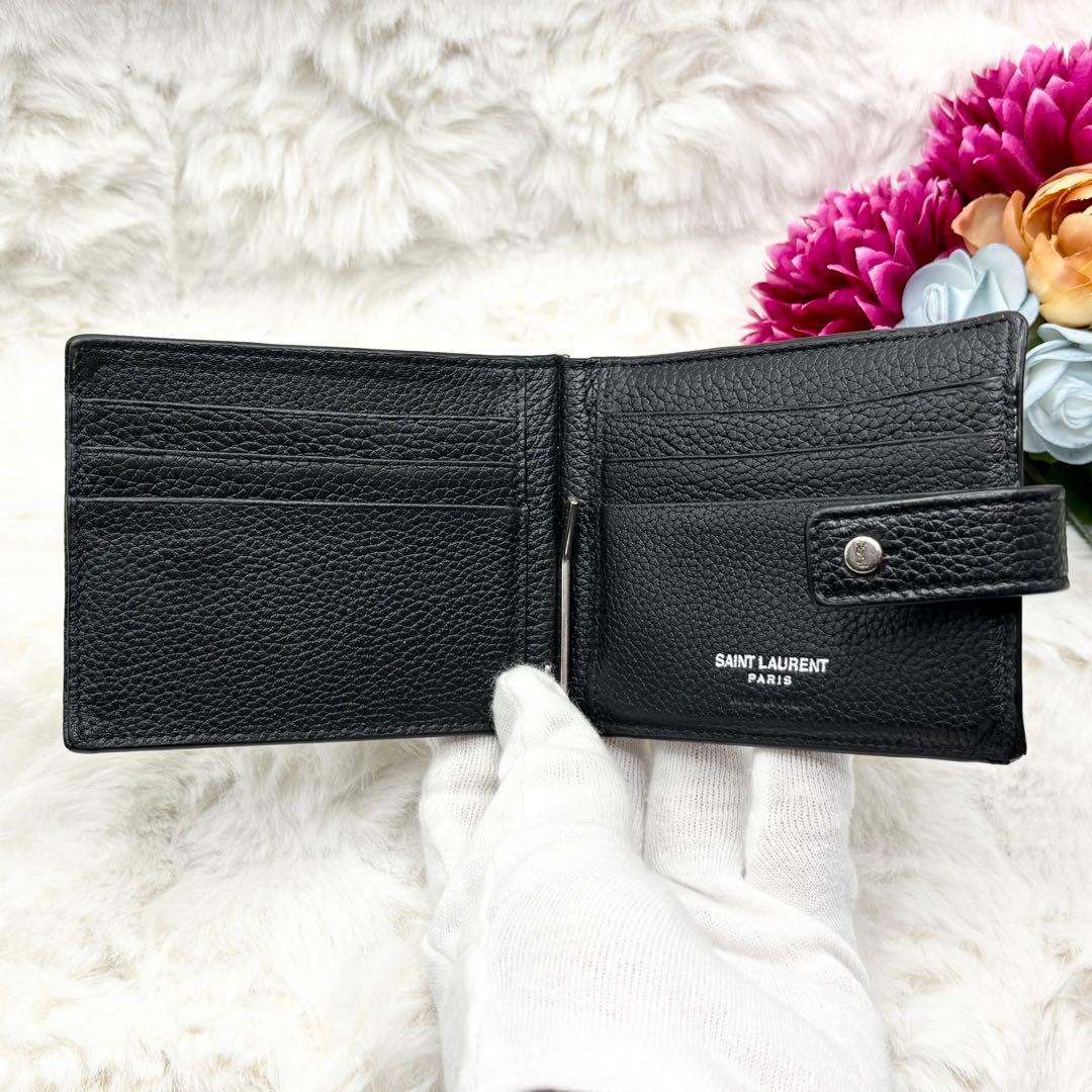 ✨美品✨SAINT LAURENTカサンドラ マネークリップ　レザー　ブラック