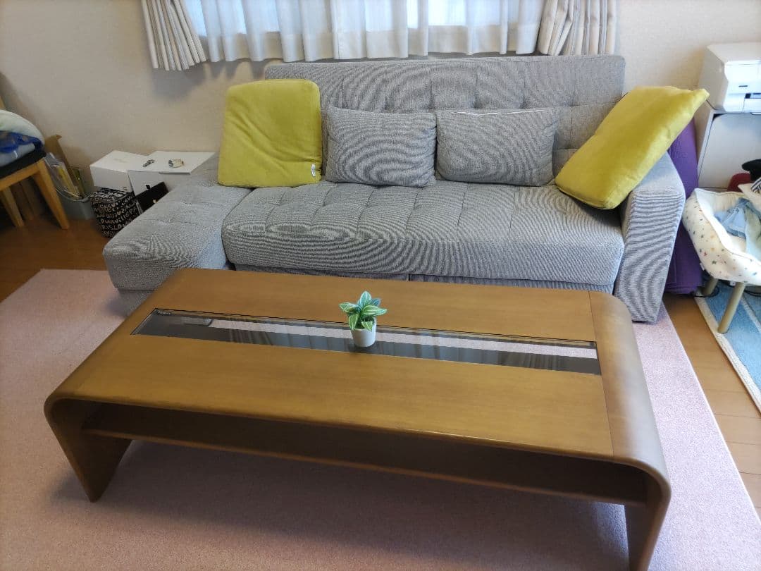 カリモク センターテーブル ガラス天板 収納付き