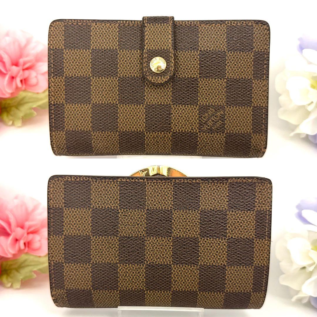 ルイヴィトン　ヴィエノワ　ダミエ　エベヌ　ブラウン　茶色　コンパクト　財布