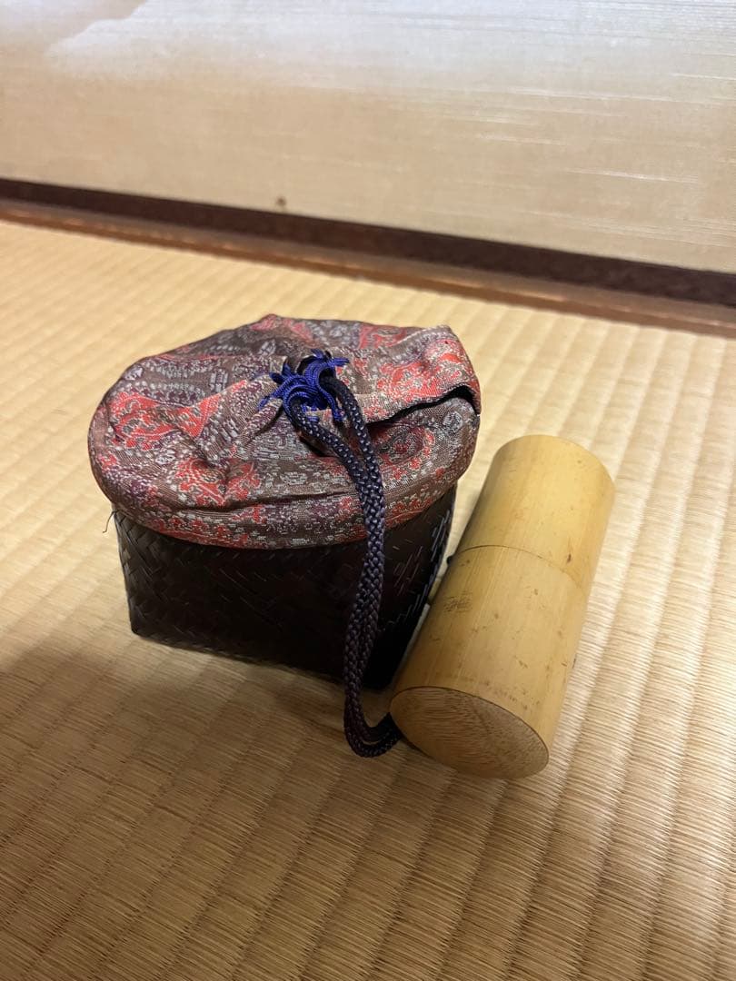 茶道具 野点セット 茶碗 棗 竹籠 茶筅筒 抹茶 Tea Set