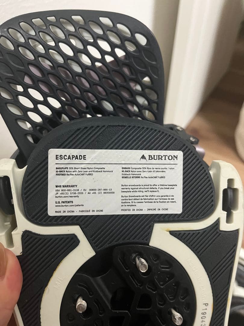 Burton Escapade ビンディング ホワイト/ブラック