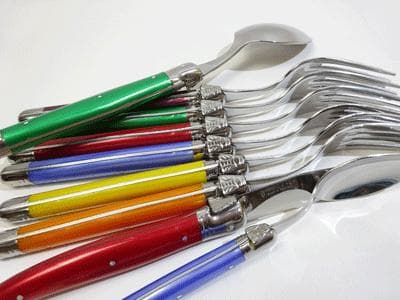 新品ライヨール ラギオール カトラリー24ピース 木箱入り（6色ミックスカラー)