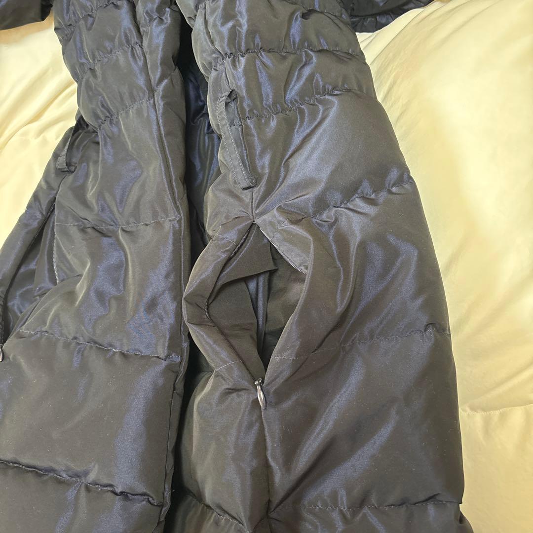 【美品】Super Beauty ダウンコート リボン ベルト 裏地総柄 紺42