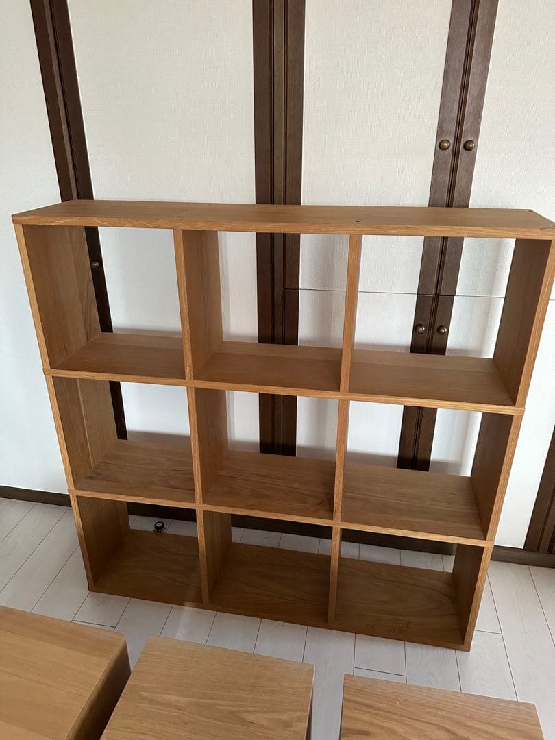 無印良品　スタッキングシェルフセット・３段×３列・オーク材　*チェスト無しです