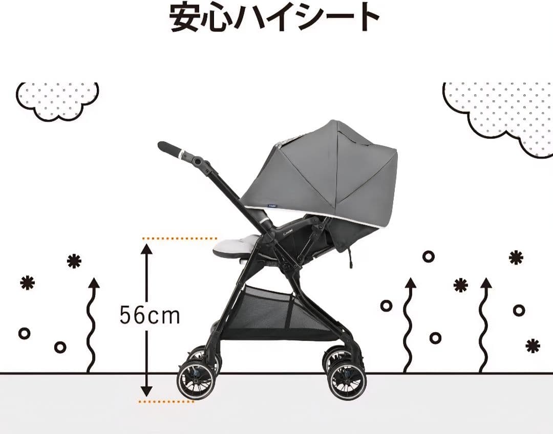 Combi 折りたたみ式ベビーカー グレー/マルチカラー　スゴカルα