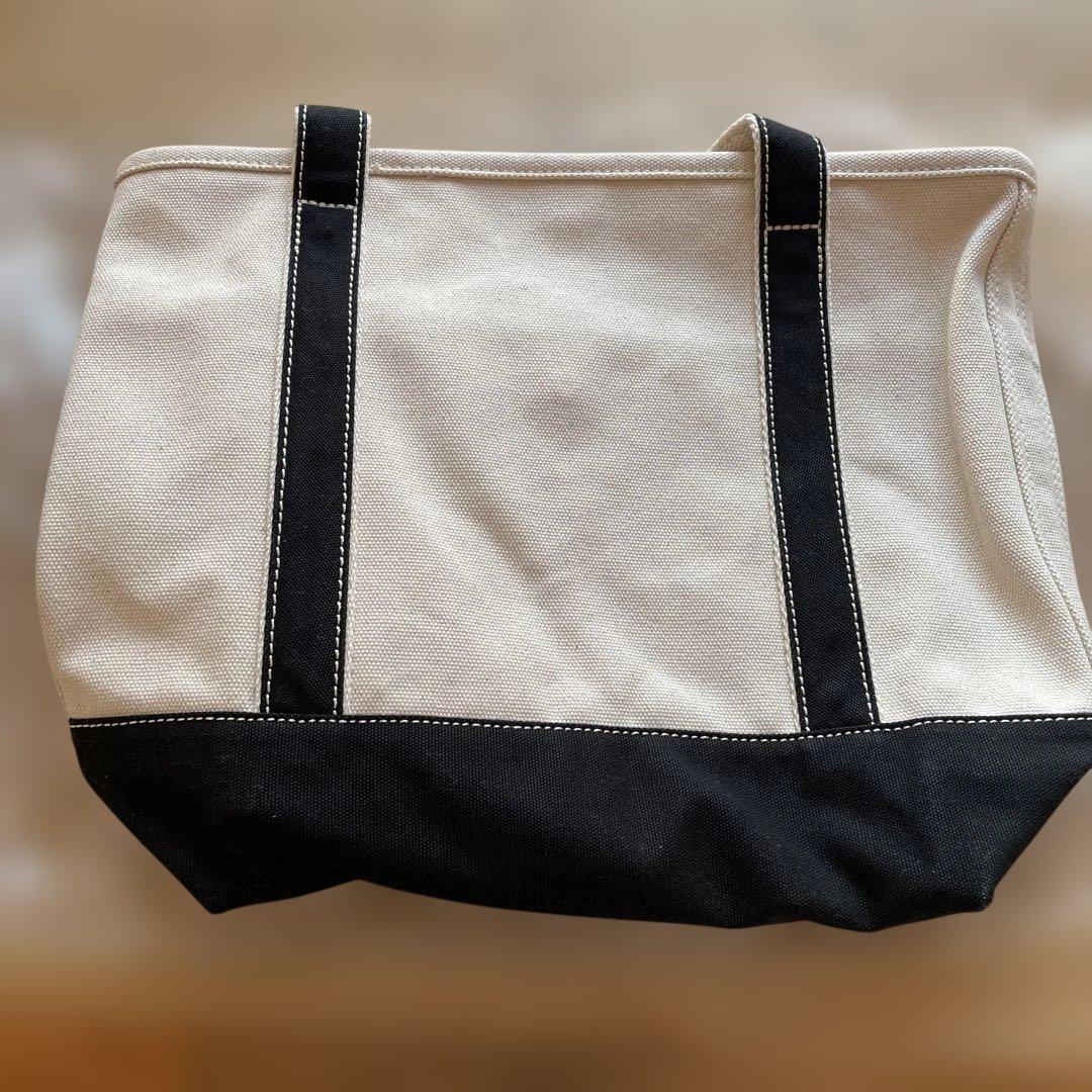 Lands' End アイボリー ブラック トートバッグ