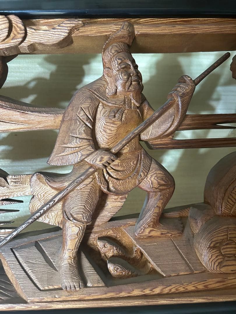 欄間　一対　七福神　建具