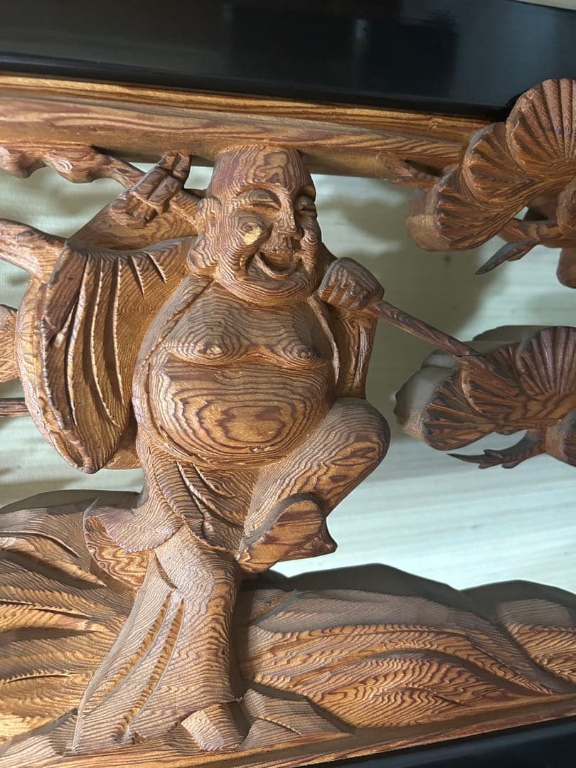 欄間　一対　七福神　建具