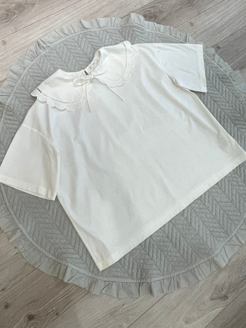 v3v⭐︎ ♡ yori ヨリ　スカラップカラー　カットソー　ホワイト