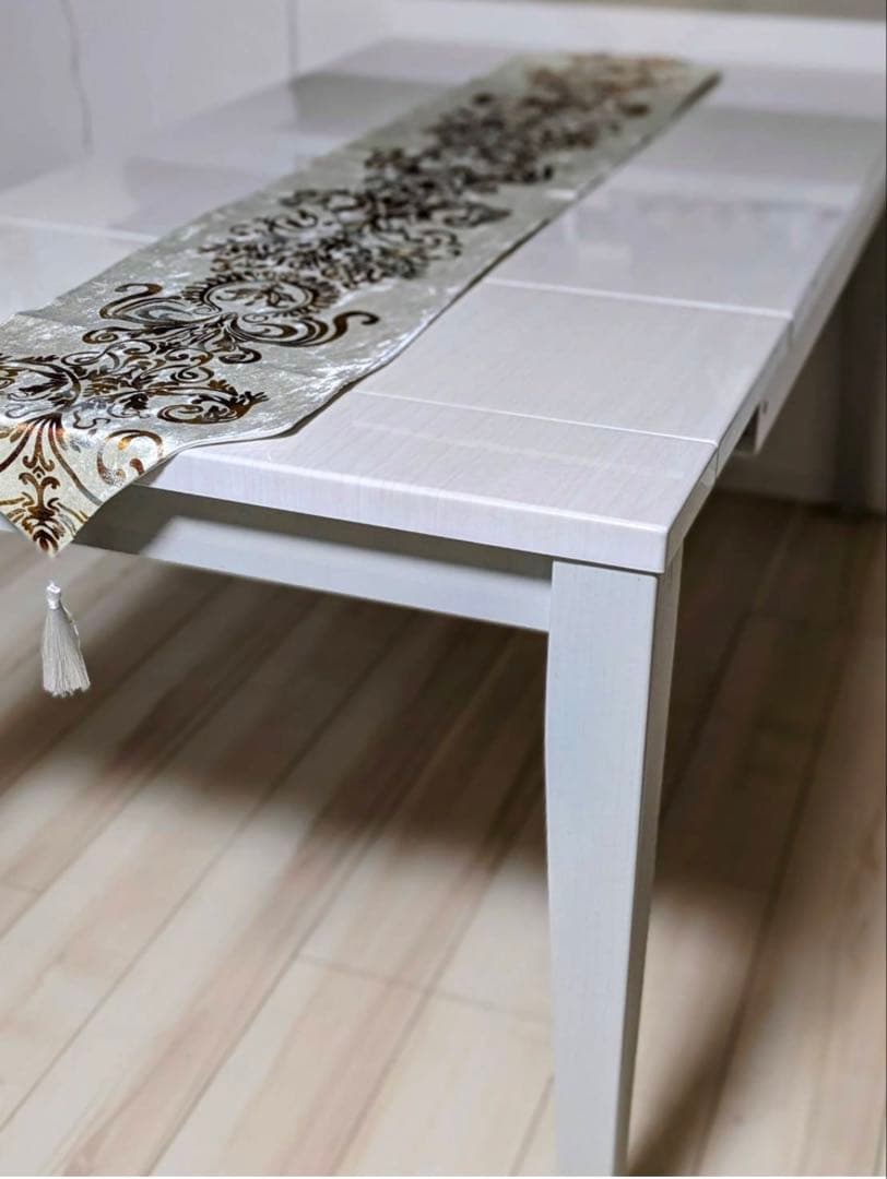 ひかり様　伸長式ダイニングテーブルのみ　白130-180cm