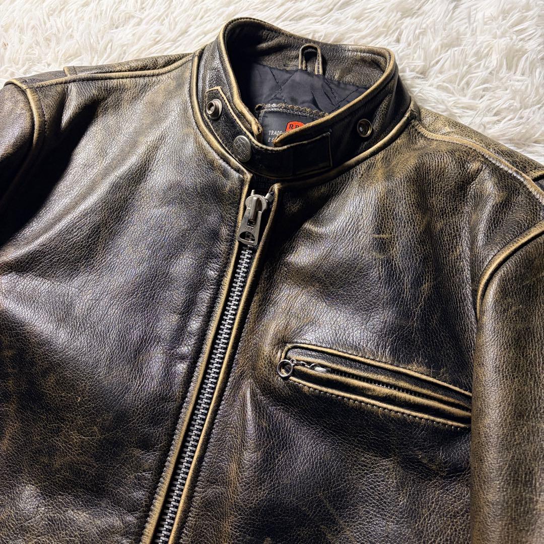 【雰囲気抜群】R.B.C ライダースジャケット　本革　ブラック　M