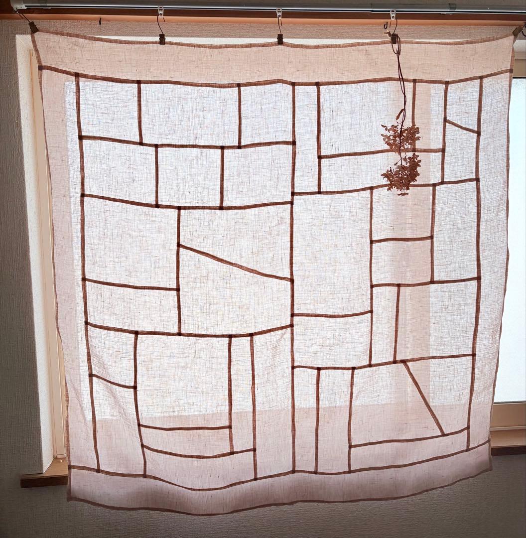 手縫い ポジャギ ベルギーリネン ベビーピンク 93×93cm