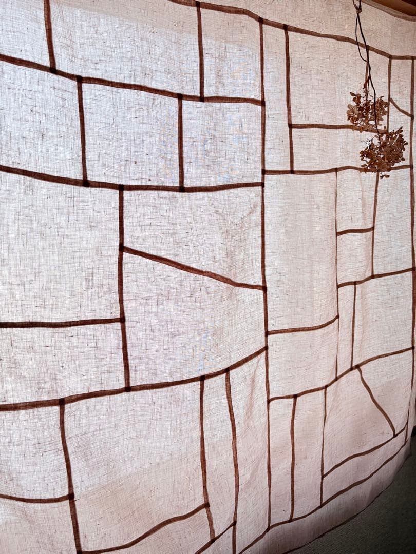 手縫い ポジャギ ベルギーリネン ベビーピンク 93×93cm