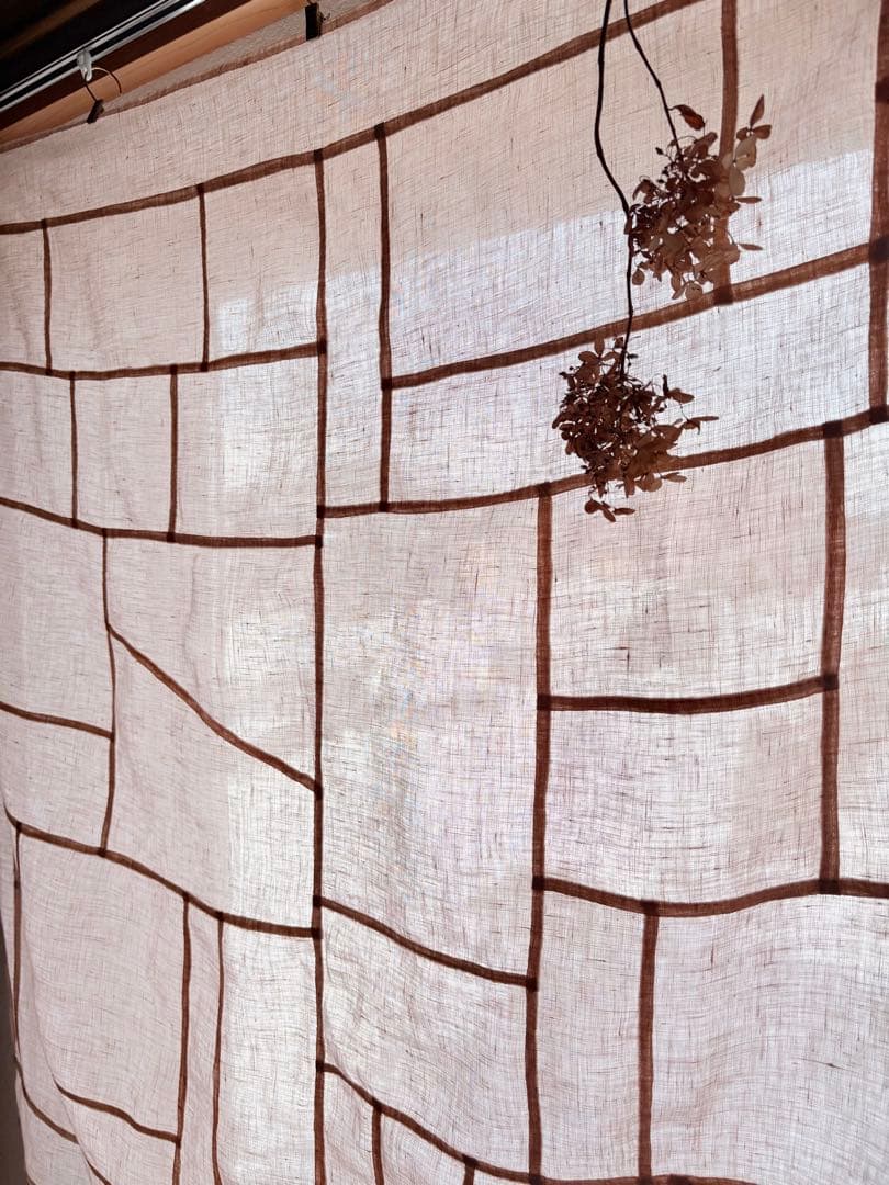 手縫い ポジャギ ベルギーリネン ベビーピンク 93×93cm