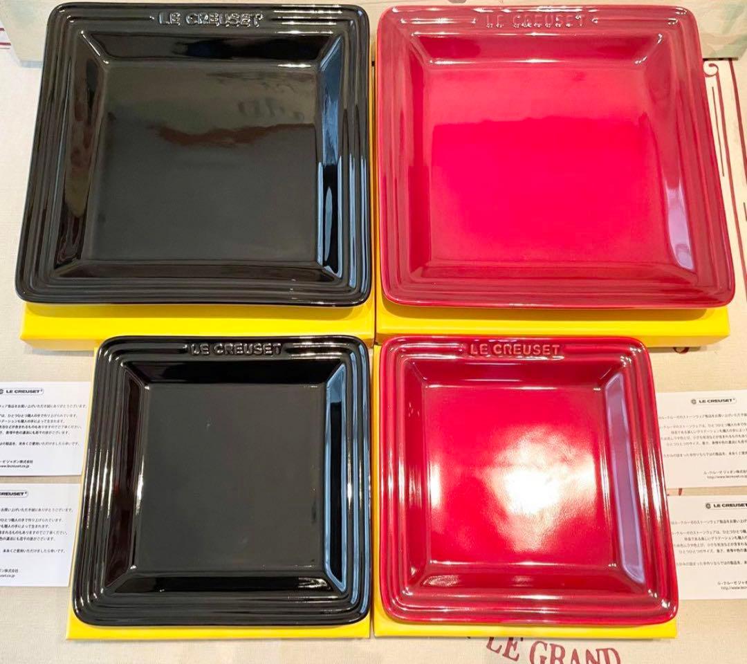 最終価格＊＊ドンブリ&プレート６点セット　ル・クルーゼ＊＊　赤・黒