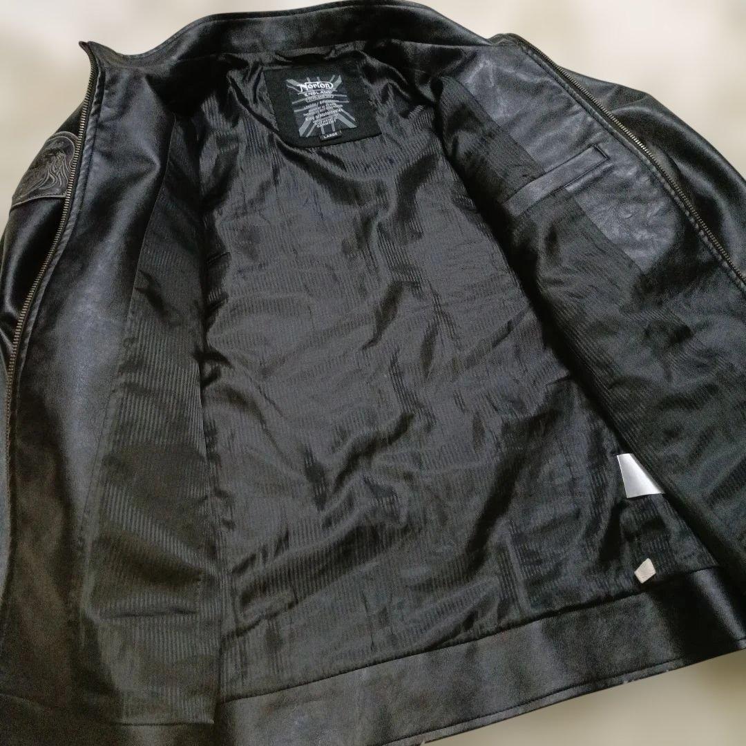 極美品 Norton ノートン ライダースジャケット 刺繍 ワッペン バイク L