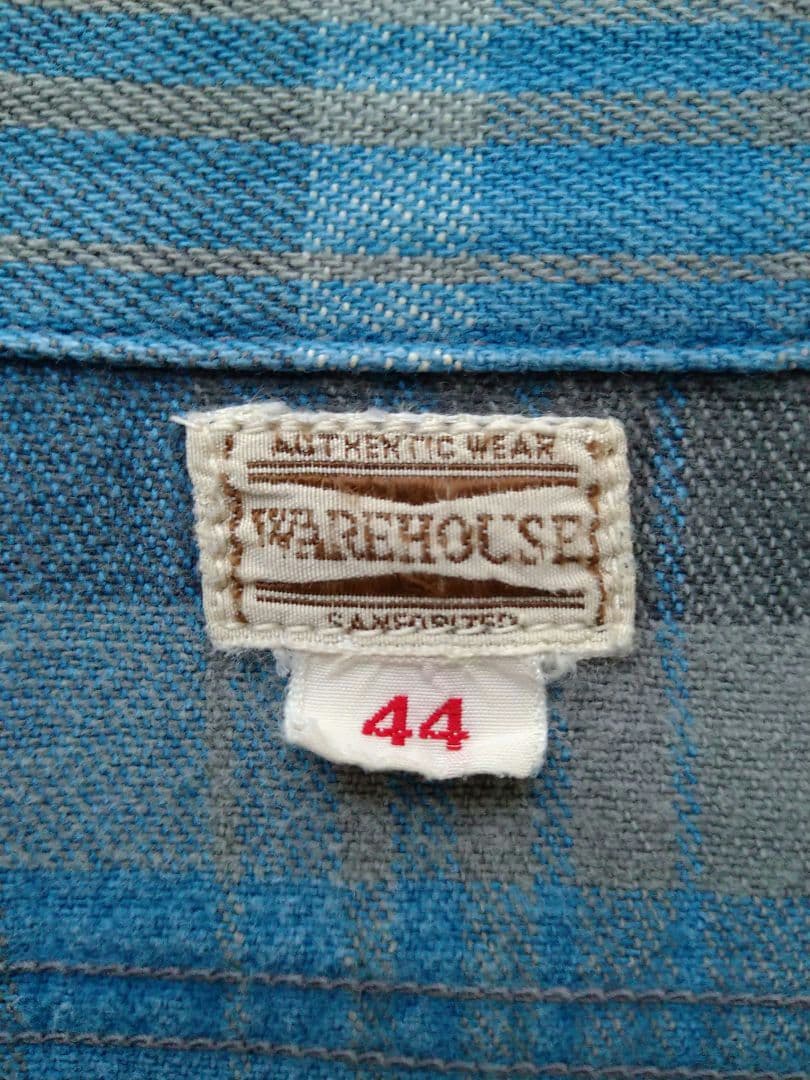 ウエアハウス ネルシャツ フランネルシャツ ブルー チェック サイズ44 XL