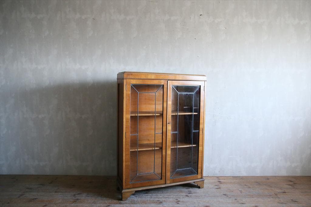 英国アンティーク木製ブックケースキャビネット/本棚/ガラス飾り棚(80-336)