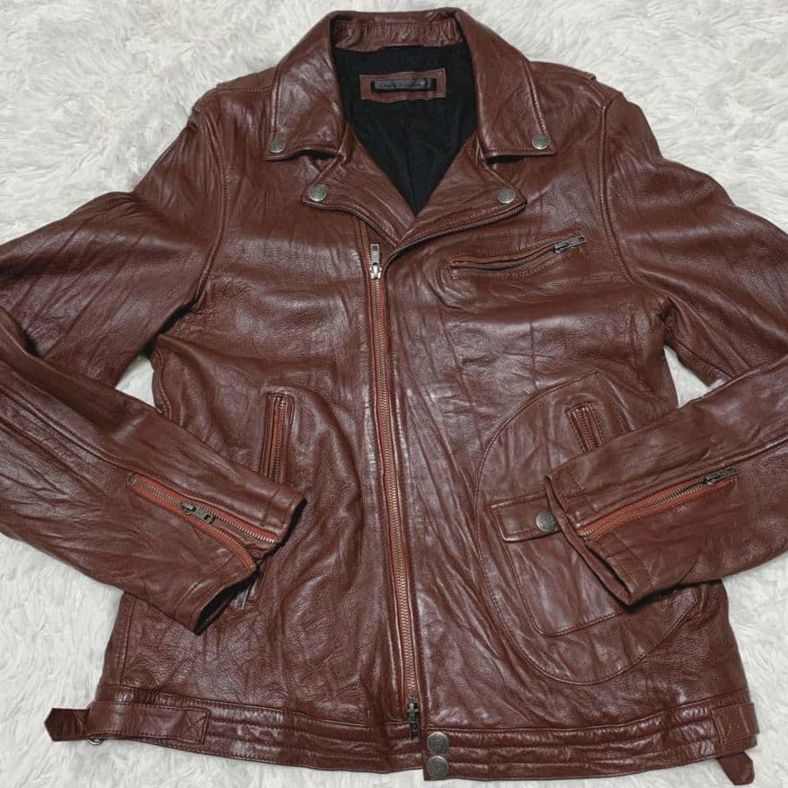 【美品】リューグーレザー ライダースジャケット ラムレザー XL