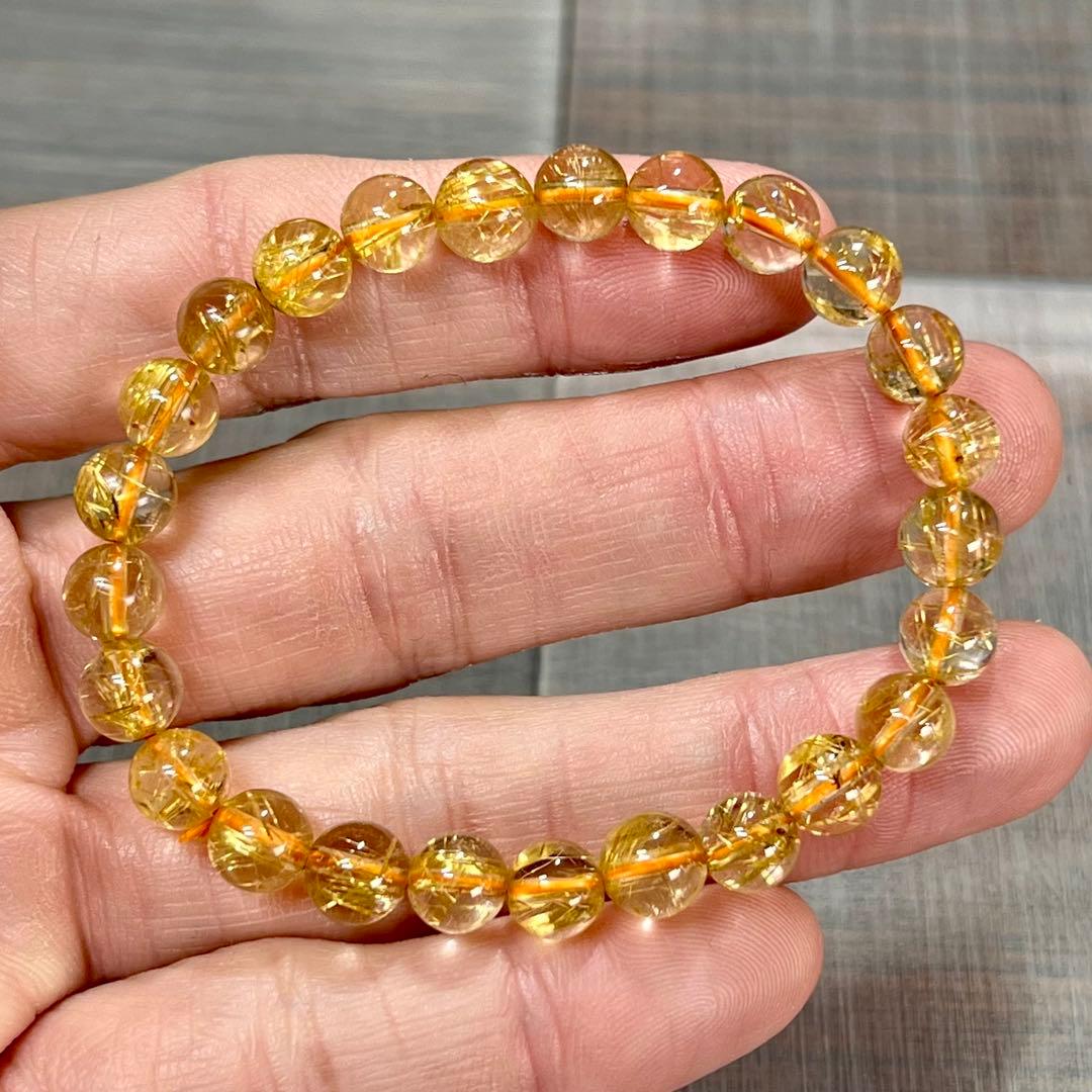 最高級　ゴールドルチルブレスレット　ギラギラ感美しい　3 ルチルクォーツ