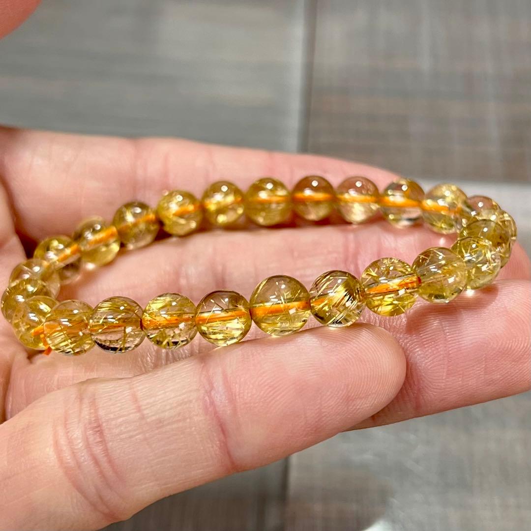 最高級　ゴールドルチルブレスレット　ギラギラ感美しい　3 ルチルクォーツ