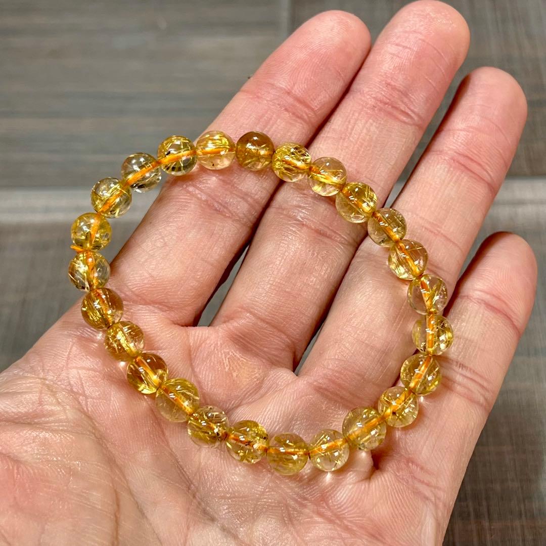 最高級　ゴールドルチルブレスレット　ギラギラ感美しい　3 ルチルクォーツ