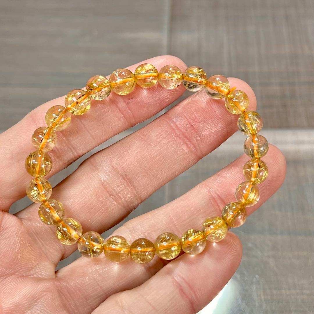 最高級　ゴールドルチルブレスレット　ギラギラ感美しい　3 ルチルクォーツ