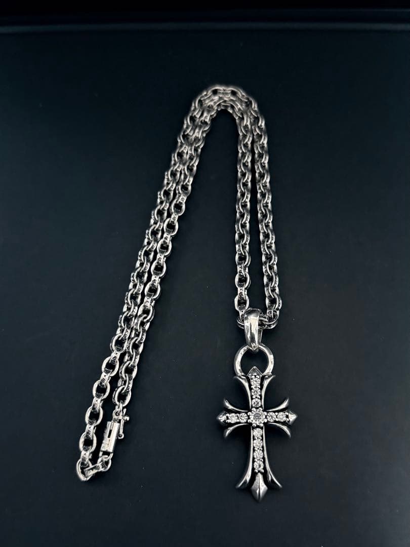 ネックレス ペーパーチェーン タイニー クロス シルバー ジルコニア