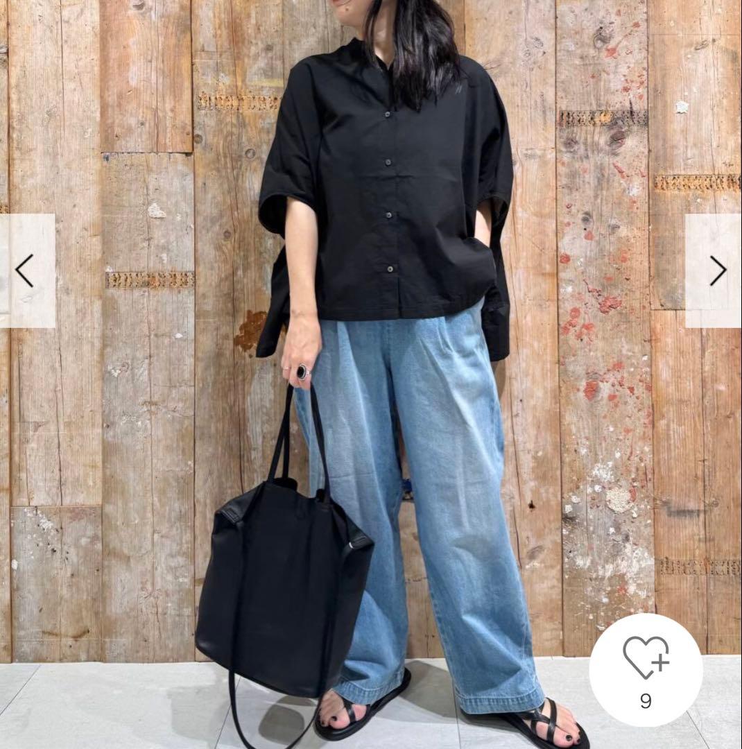 新品　今季　かぐれ　コットンスクエアポンチョシャツ 2025年春夏　ブラック　綿