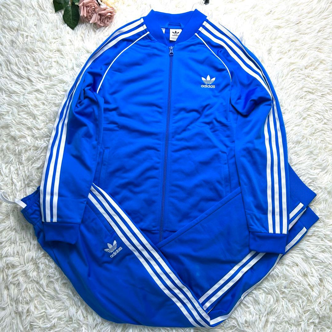 170 M　アディダスオリジナル SST スウェット セットアップ 上下 青