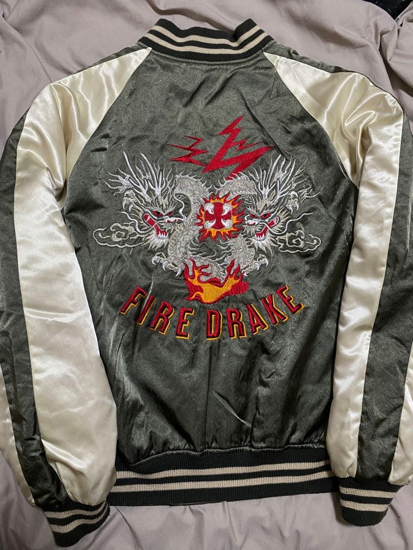 90s 日本製 限定 龍 スカジャン サテン unisex vintage