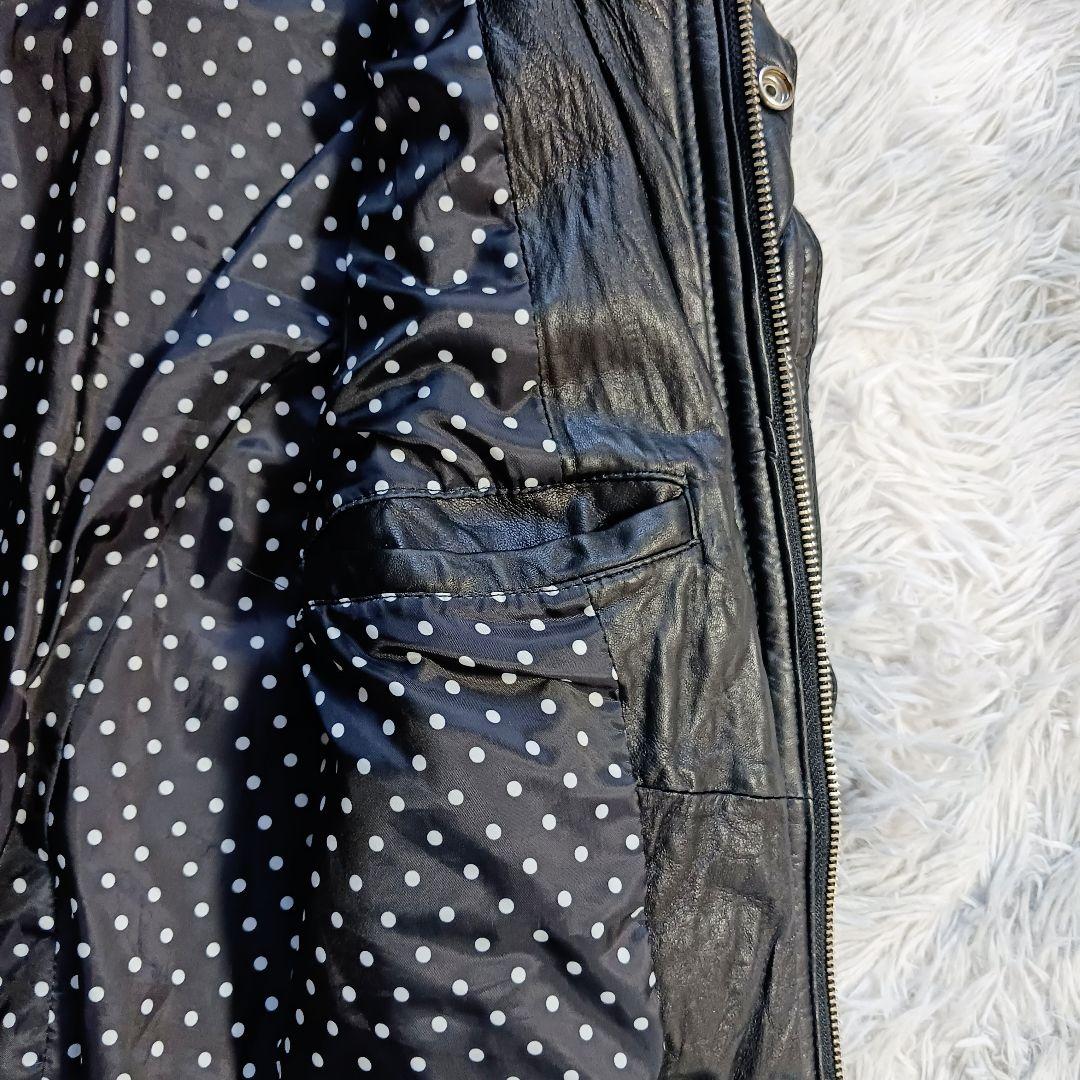 美品✨VANQUISH✨羊革キルトライダース S 黒 ドット裏地 男女兼用