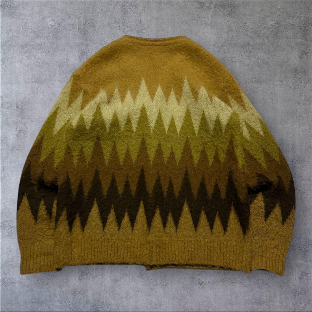 Needles ニードルス モヘア混 カーディガンVネック ジグザグデザイン