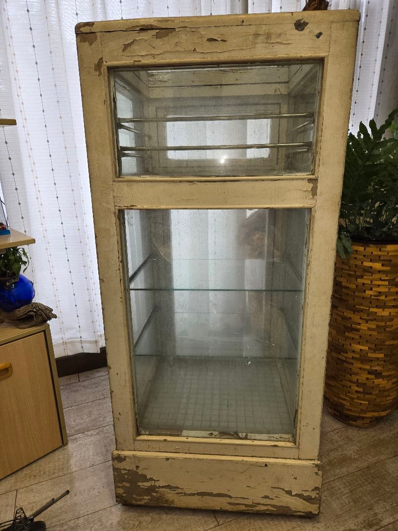 二段式ガラスケース 木製 ホワイト