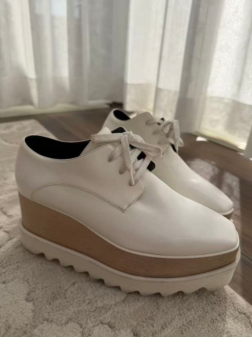 ステラマッカートニー　ホワイトレザー ウェッジソール スニーカー