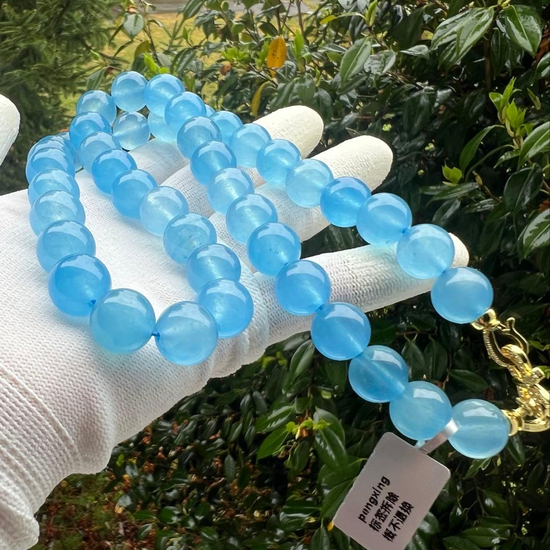 天然　高品質　アイスブルー　アクアマリンのネックレス AB1044