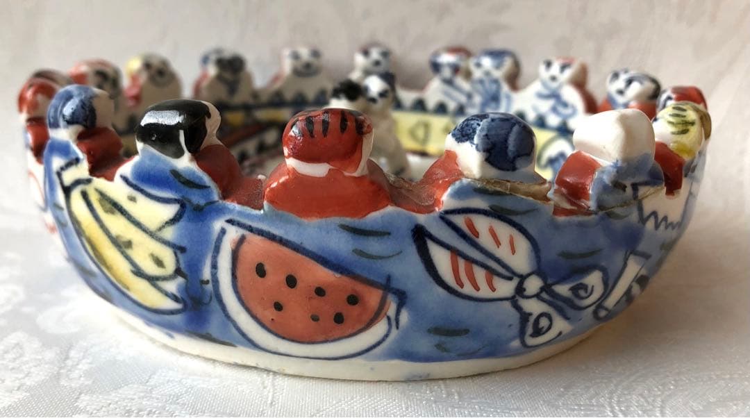 『相撲』灰皿（トレー）陶器　日本製（難あり）