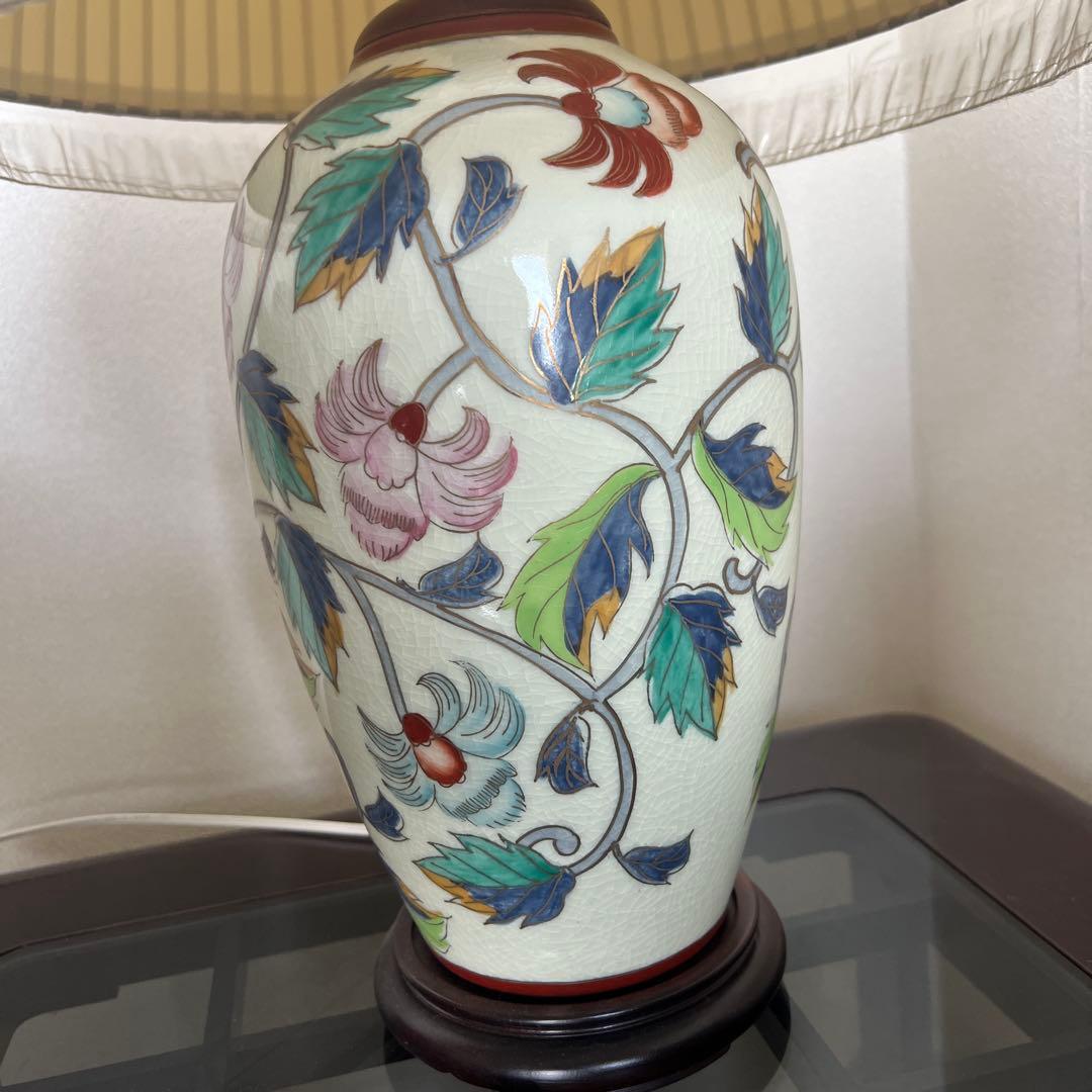 ランプ花柄陶器、希少特大高さ70美品❣️最終